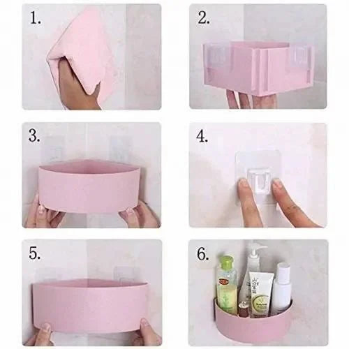 Adhesive Plastic Bathroom Corner Shelf - Set of 2