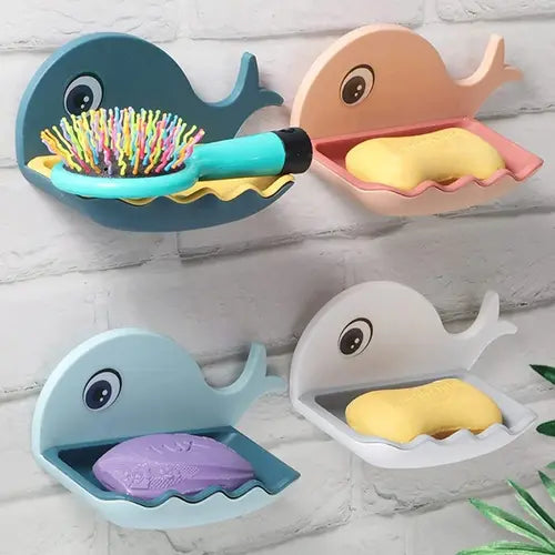 Adhesive Cute Fish Design Soap Dish Holder | Bathroom Soap Holder | Set of 2/4