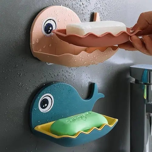 Adhesive Cute Fish Design Soap Dish Holder | Bathroom Soap Holder | Set of 2/4