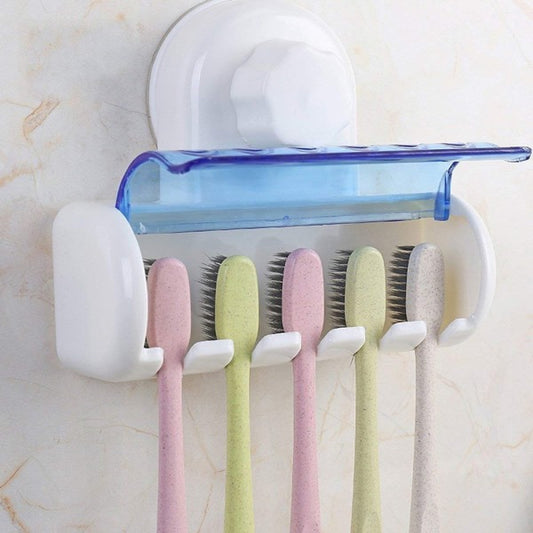 Wall Mount - Plastic Multicolor Toothbrush Holder, For Bathroom, Number Of Holder - 5